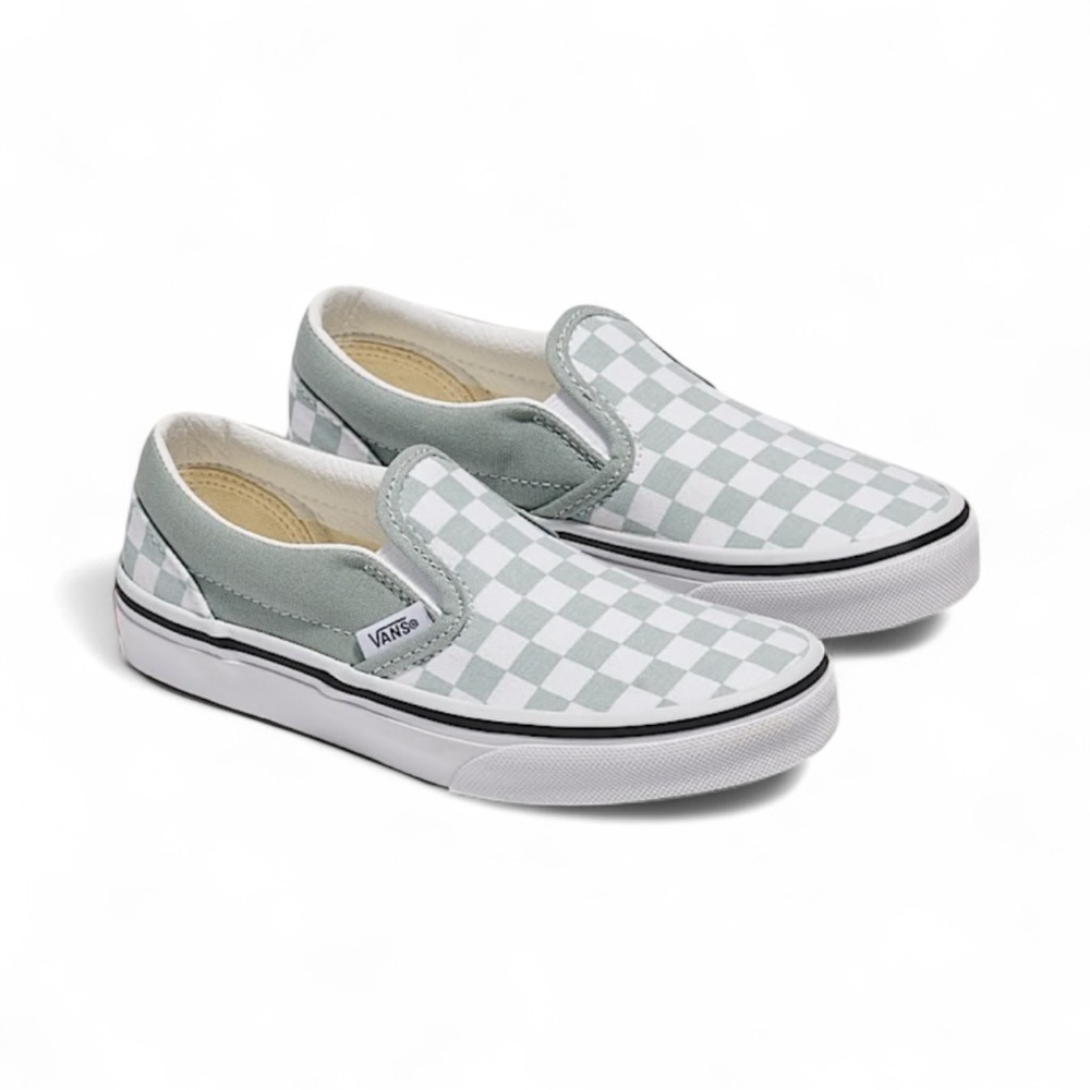 Little kids Vans Gray and White Checkered Slip-Ons
